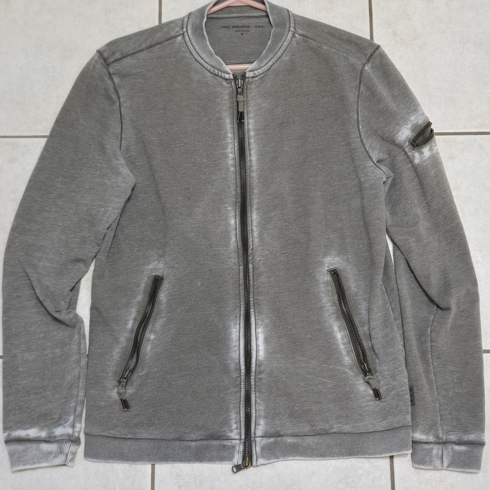 John Varvatos Distressed Dual Zip Up Jacket